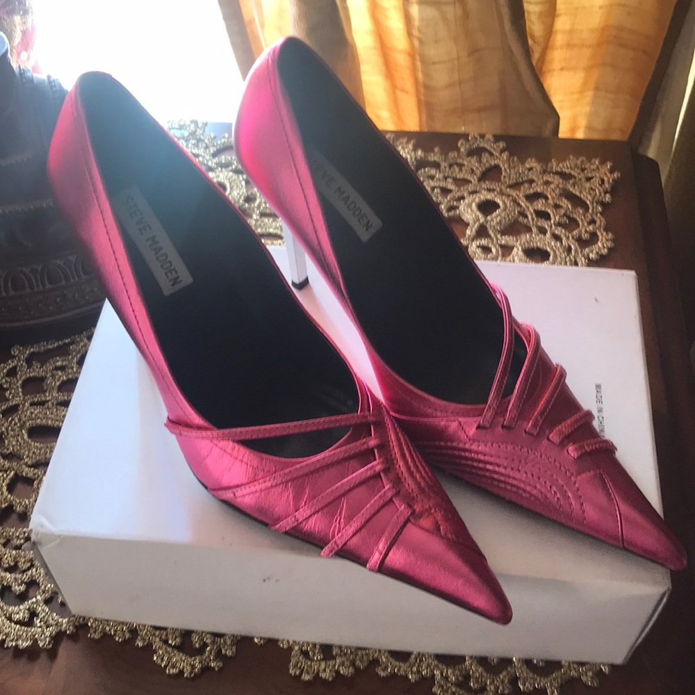 Steve Madden pumps metallic pink leather heels 8.5
